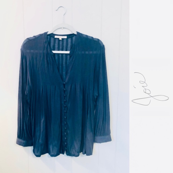 Soft Joie Top Boho Feminine Coquette Buttons Navy Flowy Viscose Peru Small - Picture 1 of 5